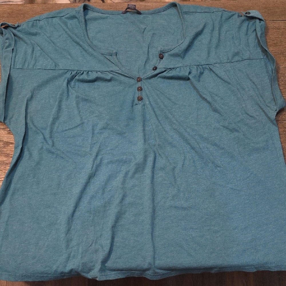 Eddie Bauer Teal Blouse with Button Accents